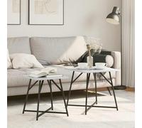 Drainlyn Lot de 2 tables d'appoint carrées et tables de chevet en bois avec cadre en métal pour salon, chambre à coucher, bureau, gris sonoma noir