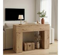 Drainlyn Table basse en chêne Artisan - 102 x 35 x 75 cm - Table d'appoint étroite avec 2 pieds - Pour salon, couloir, bureau, avec plateau de rangement
