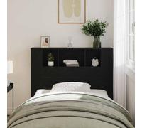 Drainlyn Tête de lit armoire noire aspect chêne en bois 120 x 18,5 x 102,5 cm avec montage mural et espace de rangement pour chambre à coucher, lit double, lit simple, confort
