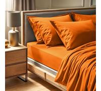 Drap ajusté Simple 100% Coton renforcé (100 x 200 + 30 cm), 155 Fils, Orange | Lavable en Machine à 30 °C | Literie Douce, Durable et élégante