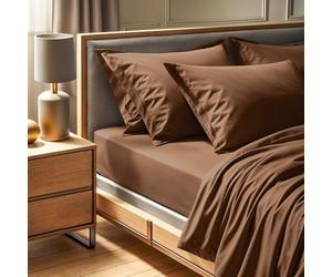 Drap ajusté Simple en Coton renforcé de qualité supérieure (90 x 200 + 30 cm), 100% Coton, 155 Fils, Marron - Lavable en Machine à 30 °C - Doux et Durable pour Le Confort