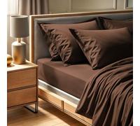 Drap ajusté Simple en Coton renforcé de qualité supérieure (90 x 200 + 30 cm), Marron foncé - 100% Coton, 155 Fils - Lavable en Machine à 30 °C - Doux et Durable