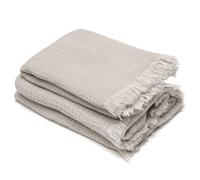 Drap de douche 70x130 cm et serviette 50x90 cm KEA mousseline de coton beige ficelle