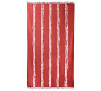 Drap de plage 100x180 cm en velours de coton ZANNONE rouge à rayures