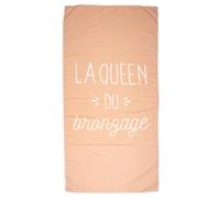Drap de plage 70x140 cm en polyester collection KANEOHE modèle "La queen du bronzage" rose