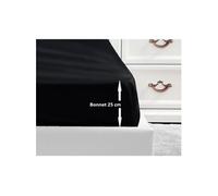Drap Housse 100% coton 140x190x25 cm - Noir Noir G