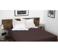 Drap Housse 100% Coton 160x200 cm - Chocolat - Bonnet 35 cm - Doux, Respirant, Lavable - Home linge passion