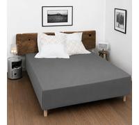 Drap Housse 100% Coton 160x200 cm - Gris foncé - Bonnet 30 cm - Doux, Respirant, Lavable - Home linge passion