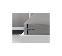 LOVELY HOME Drap Housse 100% coton 160x200x30 cm gris clair