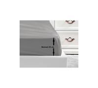 LOVELY HOME Drap Housse 100% coton 90x190x25 cm gris clair (Lot de 2)