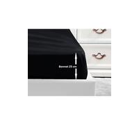 LOVELY HOME Drap Housse 100% coton 90x190x25 cm noir