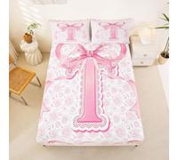 Drap Housse 135x200 Enfant Lettre T Nœud Rose Drap-Housse Rose Floral Preppy Coquet Drap de Lit Monogramme Initiale Mignon Girly Dentelle Housse de Matelas Princesse Vintage Romantique