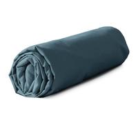 Drap housse 140x190 cm coton lavé LINO bleu marine