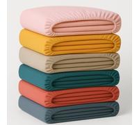 Drap Housse 140x190 cm Lot de 4 - Drap Housse 2 Places - Polycoton 57 Fils/cm² - Bonnet 25 cm Matelas Épais - Anti Plis - Entretien Facile - Linge de Lit