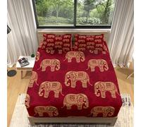 Drap Housse 140x190 Motif éléphant bohème Housse de Matelas Enfants, Filles, Garçons Protection de Matelas 30cm, Antidérapants Résistant aux Rides Drap Housse en Microfibre