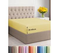 Drap-Housse 150x200 cm Jaune - Bonnet Extra Profond 40cm (16") - Microfibre Brossée Premium Qualité - Tissu Doux et Respirant - Infroissable, Hypoallergénique et Certifié Oeko-TEX Standard 100