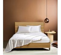 Drap Housse 150x200cm Satin Blanc Bonnet 30 cm Motif Drap de lit Soie Drap-Housse 150 x 200cm Uni Lisse Respirant pour M Étiquette