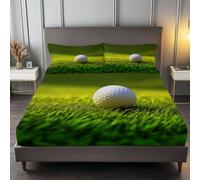 Drap Housse 160 x 200 cm Grand Bonnet 30 cm, Sports Golf | Sportif Microfibre Douce Drap Housse Linge de Lit 2 Personnes, Respirant Drap Housse pour Matelas Épais jusqu'à 30 cm