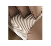 Drap housse 160x200 coton à rayures marron Horizon - Horizon