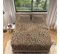 Drap Housse 160x200 Imprimé Léopard, 3D Imprimé Léopard Marron Drap-Housse 160 x 200, Drap Plat 2 Personnes, Drap Housse Enfant Adulte avec 2 Taies d'oreillers pour Matelas Épais a3330