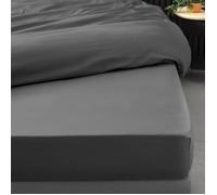 douceur d'intérieur, Drap Housse (180 x 200 cm) Percaline Acier, Percale de Coton