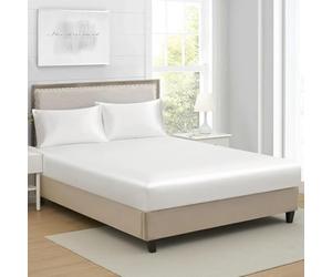 Drap Housse 180x200cm Satin Bonnet 30 cm Blanc Crème Microfibre Motif Parure Drap de lit Soie Drap-Housse 180 x 200cm Uni Lisse Respirant pour Matelas Épais,Grand Bonnet 180 200