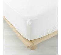 Drap-housse 2 personnes 140 x 190 cm - Gaze de Coton Uni 57 fils - Angelia Blanc