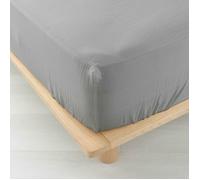 Drap-housse 2 personnes 140 x 190 cm - Gaze de Coton Uni 57 fils - Angelia Gris