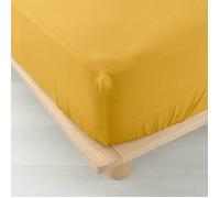 Douceur d'Intérieur Drap-housse Angelia 140 x 190 cm 2 personnes Gaze de coton uni 57 fils Jaune