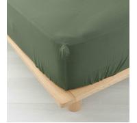 Drap-housse 2 personnes 140 x 190 cm - Gaze de Coton Uni 57 fils - Angelia Kaki