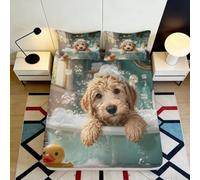 Drap housse 3D chien bain microfibre poche profonde | 90x200x25cmtoucher doux microfibre confort entretien facile hypoallergénique poche profonde élastique ajustement matelas
