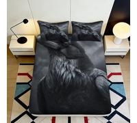 Drap Housse 3D Impression Loup Microfibre Profondeur Lit Wolf Mattress Fitted Cover Antidérapant pour Chambre Ensemble 90x200x25cm