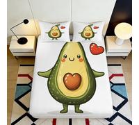 Drap Housse 3D Imprimé Avocat Cartoon Microfibre Profondeur Élastique Antidérapant Parure Lit Avocat Mattress Fitted Cover Lavable 90x200x25cm