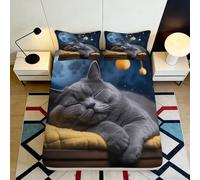 Drap Housse 3D imprimé Chat rêve Microfibre Profonde Fitted Sheet Chambre Lavable antidérapant Housse de Matelas Chat pour Adultes Ados 90x200x25cm