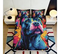 Drap-Housse 3D imprimé Chien coloré Microfibre antidérapant Grande Profondeur Couverture de Matelas Style Animalier pour Chambre 200x200x25cm