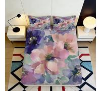 Drap-Housse 3D Imprimé Fleurs Aquarelle Microfibre Profondeur Extra Antidérapant Linge de Lit Chambre Fleurs de Rêve Mattress Fitted Cover Lavable 90x200x25cm