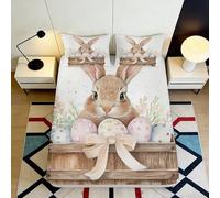 Drap-Housse 3D Imprimé Lapin Microfibre Grande Profondeur pour Chambre Motif Lapin Mattress Fitted Cover Antidérapant Lavable 200x200x25cm