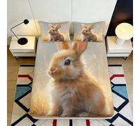 Drap Housse 3D Imprimé Lapin Mignon Microfibre Grande Profondeur Antidérapant Linge de Lit Chambre Lapin Mattress Fitted Cover Lavable 90x200x25cm