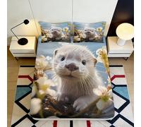 Drap Housse 3D Imprimé Loutre Mignonne Microfibre Profonde Non Glissant Housse Matelas Cartoon pour Adulte Jeune Chambre à Coucher 200x200x25cm