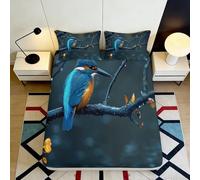 Drap Housse 3D Imprimé Martin-Pêcheur Microfibre Profonde Antidérapant Chambre Adulte Martin-Pêcheur Mattress Fitted Cover Lavable 90x200x25cm
