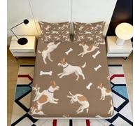 Drap-Housse 3D Imprimé Motif Chien Cartoon Microfibre Profondeur Adaptée Antidérapant Parure de Lit Chambre Housse de Matelas Lavable pour Famille 200x200x25cm
