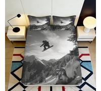 Drap-Housse 3D Imprimé Pingouin Mignon Microfibre Anti-Glisse Housse de Lit Iceberg Cartoon Décor Chambre Lavable 90x200x25cm