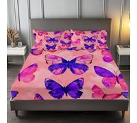 Drap Housse 90 x 190 cm Grand Bonnet 30 cm, Rêve Insectes | Naturellement Papillons Douce Drap Housse Linge de Lit 2 Personnes, Respirant Drap Housse pour Matelas Épais jusqu'à 30 cm