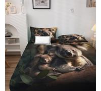 Drap Housse 90x190 Koala - Protege Matelas Animaux, Drap Housse Grand Bonnet 35 cm, Housse Matelas Doux et Confortable Microfibre avec 2 Taies d'Oreillers 50x75 cm L&-q268