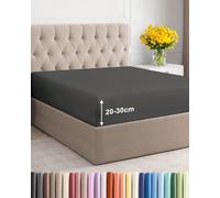 Drap Housse 90x190 - Microfibre Grand Bonnet 30cm (12") - Anthracite | Brossé, Doux, Infroissable, Respirant, Hypoallergénique, Anti-Rétrécissement, Anti-Décoloration, Matelas Épais, OEKO-TEX