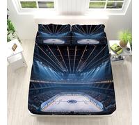 Drap Housse 90x200 / 90x190 Enfant Stade de Hockey sur Glace Microfibre Doux 3D Hockey sur Glace Drap-Housse 1 Personne Grand Bonnet 30 cm pour Matelas Épais avec Élastique Tout Autour a/745