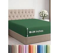 Drap-housse à bonnet très profond pour matelas de 45,7 à 61 cm d’épaisseur, doux, infroissable, respirant et confortable, pour lit king size, vert émeraude