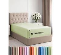 Drap-housse à bonnet très profond pour matelas de 45,7 à 61 cm d’épaisseur, doux, infroissable, respirant et confortable, pour lit simple XL, vert sauge clair