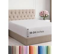 Drap-housse à bonnets profonds, qualité hôtelière, pour matelas de 45,7 à 61 cm d’épaisseur, doux, infroissable, respirant et confortable, pour lit king size, gris très clair