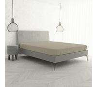 Drap Housse avec Coins pour lit Double, Coton, fabriqué en Italie, draps 170 x 200 cm, Angle élastique, 25 cm, Taupe